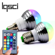 LQSCI E27 E14 LED RGB Bulb lamp AC110V 220V3W LED RGB Spot light dimmable magic Holiday RGB lighting+IR Remote Control 16 colors