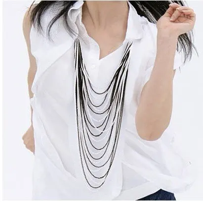 

2013 New Arrival Hot Sale Star Style Multi-layer 7 Chains Silver Necklace N250