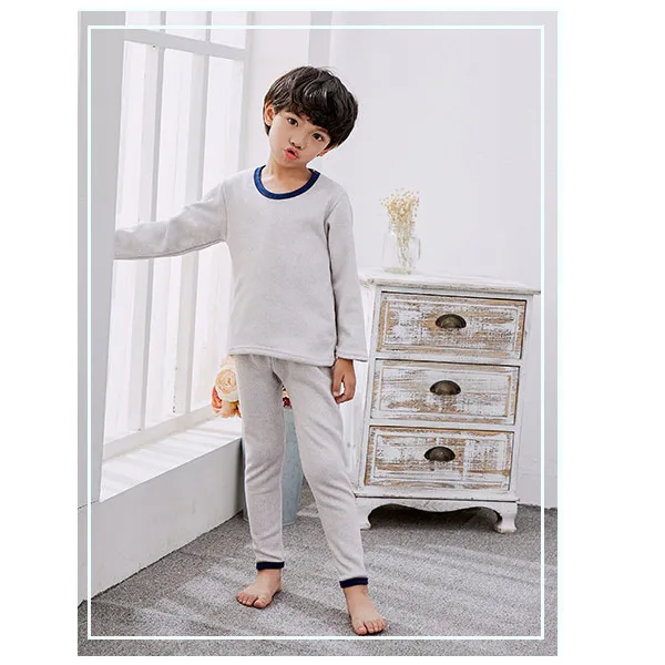 Winter Children solid Pajamas Sets Thermal Warm Sleepwear Pyjamas for Boys and Girls Robe Kids
