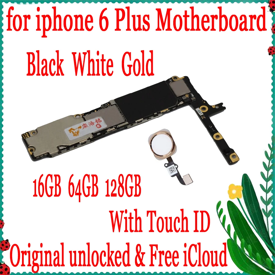 

For iPhone 6 Plus 5.5 inch Motherboard Factory unlocked Mainboard With/without Touch ID for iphone 6 Plus MB Plate 100% Original