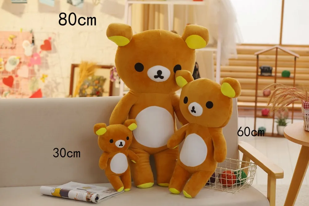 30/60/80 см мягкие медведь Rilakkuma, плюшевый игрушка чучело медведя Кума игрушки в виде медведей для украшение для детской достойная игрушка для кровати