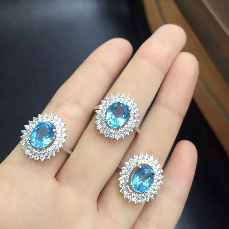 Qi Xuan_Blue Stone модные ювелирные изделия Rings_Finger Rings_S925 Твердые серебряные модные синие кольца производитель прямые продажи