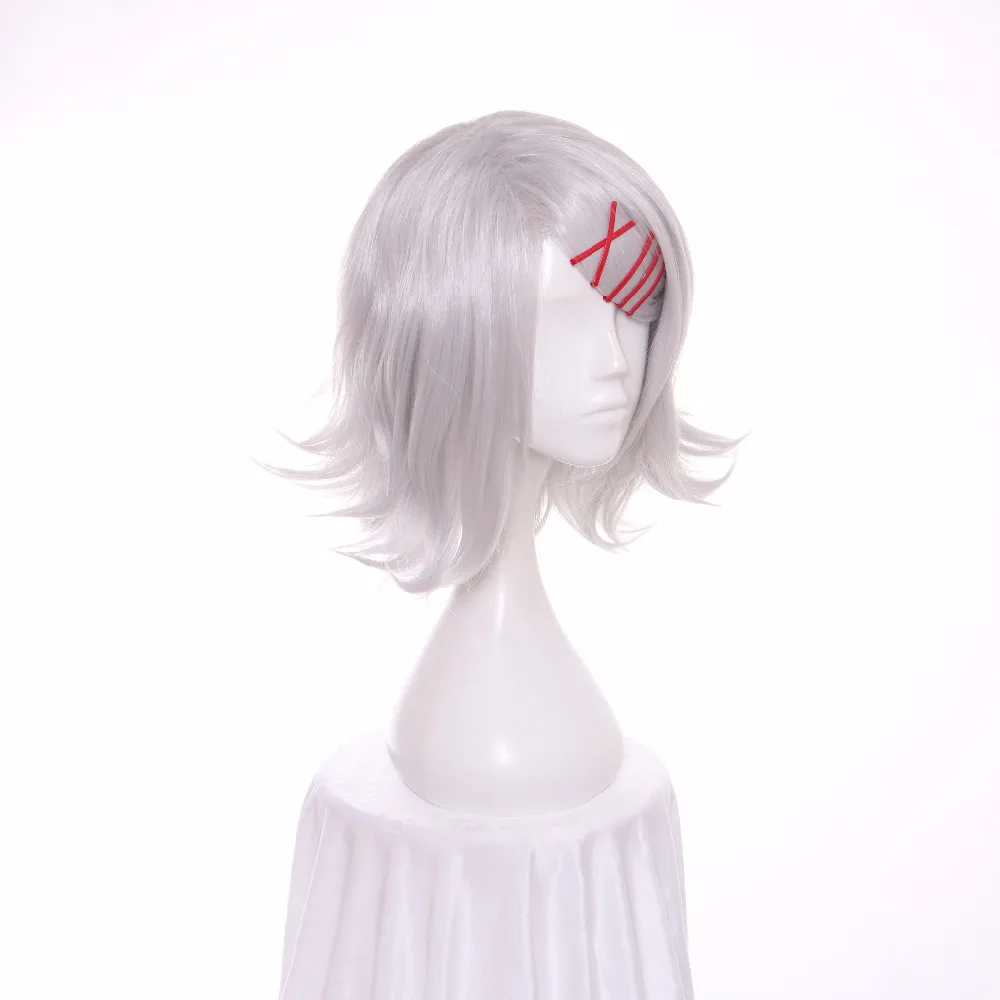 Ccutoo 35 см; одежда с надписью «Tokyo Ghoul Juzo Suzuya/Рей парик короткие синтетические вьющиеся серебристо-серый Косплэй парик волос теплостойкое волокно