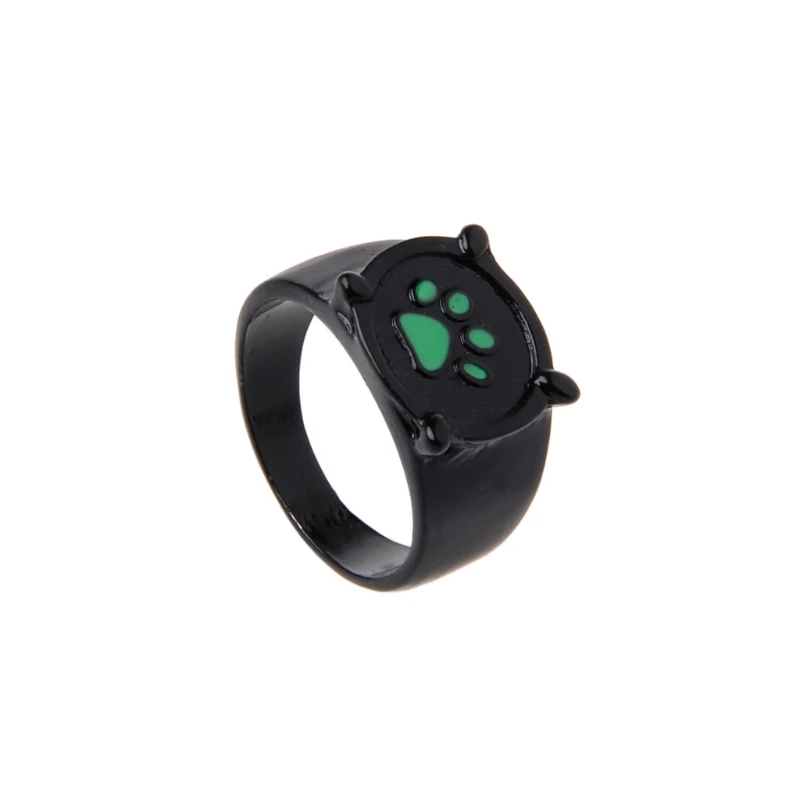 

Miraculous Ladybug Cat Noir Cartoon Green Pawprint Black Cat Ring For Cosplay