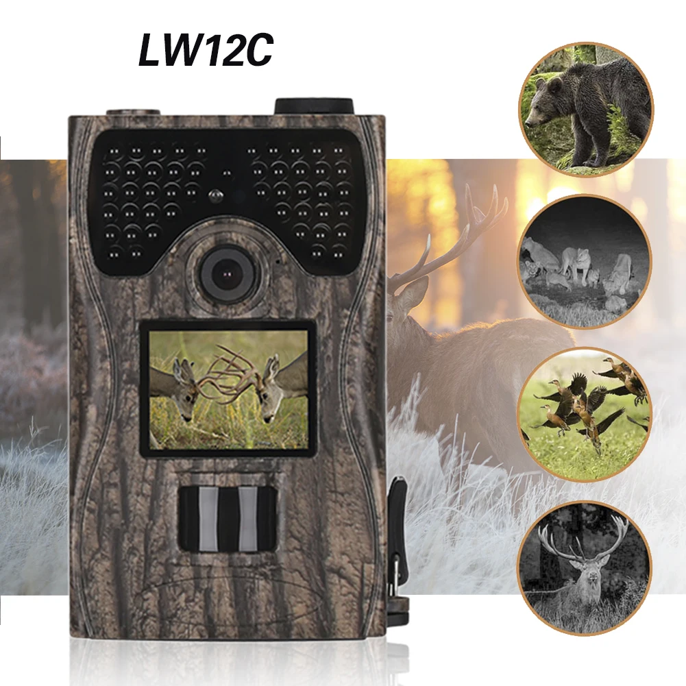

LW12C Wide Angle Exposure HD Hunting Camera Remote Control Trail Camera with USB Cable Waterproof Night Vision Camera