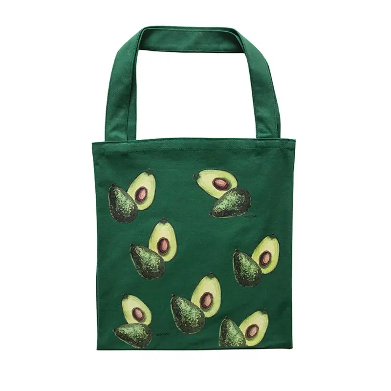 

Avacado-Printing Single Shoulder Bag Linen Tote Bag Travel Handbag Creative Handle Bag For Women