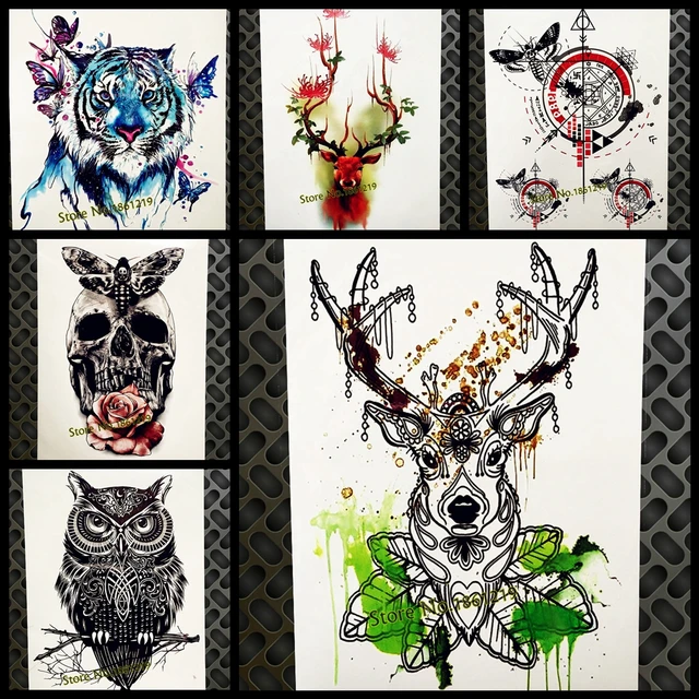 Green Water Color Temporary Tattoo Diamond Deer Horn Waterproof Fake Flash Tattoo Stickers 21x15CM Moose Antler Totem Tatoos Green Water Color Temporary Tattoo Diamond Deer Horn Waterproof Fake Flash Tattoo Stickers 21x15CM Moose Antler Totem Tatoos