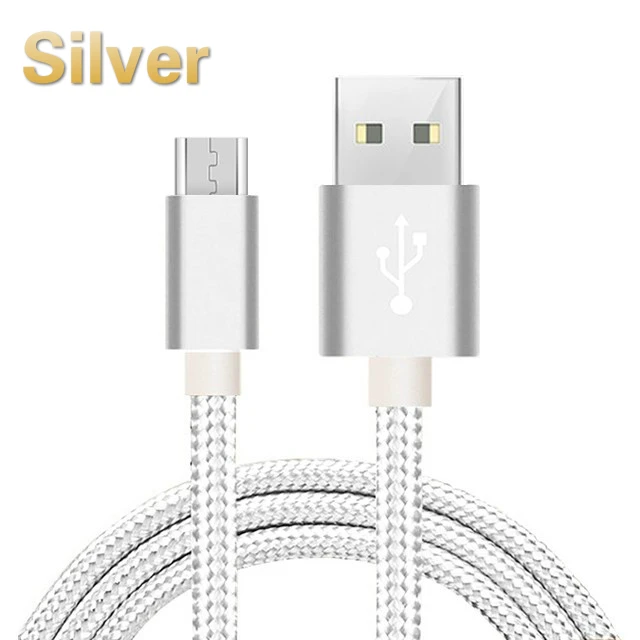 USB Micro Usb кабель для samsung 0,25 м 1 м 1,5 м 2 м 3 м Быстрая зарядка данных плетеный шнур Microusb зарядное устройство Android кабели для мобильных телефонов - Цвет: Silver