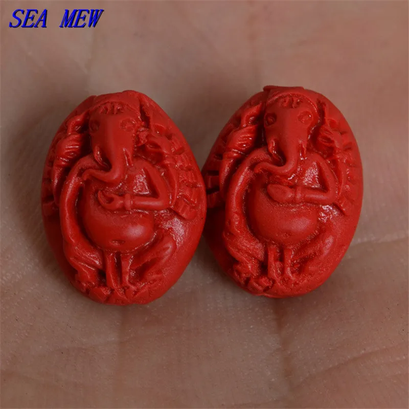 SEA MEW 12*16 мм красный слон Cinnabar Будда бусины Шарм разделитель для изготовления