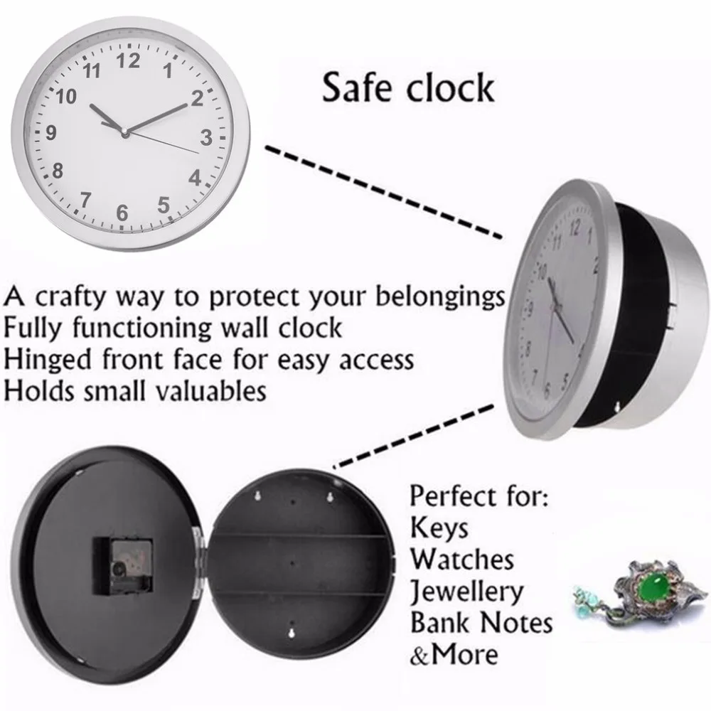 LESHP hidden safe Large Wall Clock safety box secret secuirty box Money Jewellery Stuff Storage home office Cash Safes wholesale