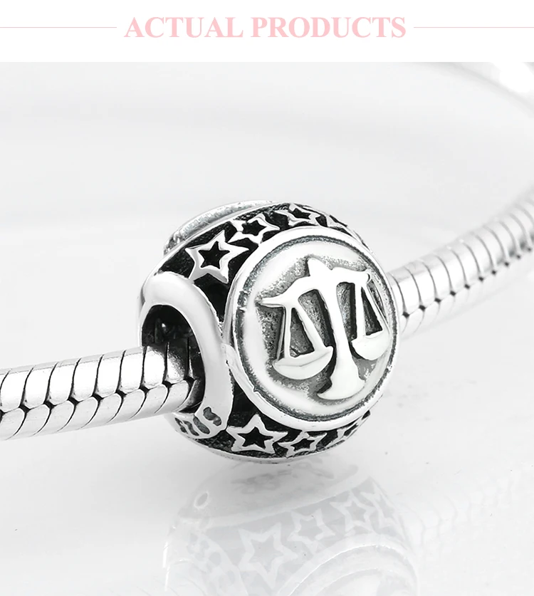 Модный 925 пробы серебряный 12 Созвездие весы круглой формы бусины подходят к оригиналу Pandora браслет для изготовления ювелирных изделий