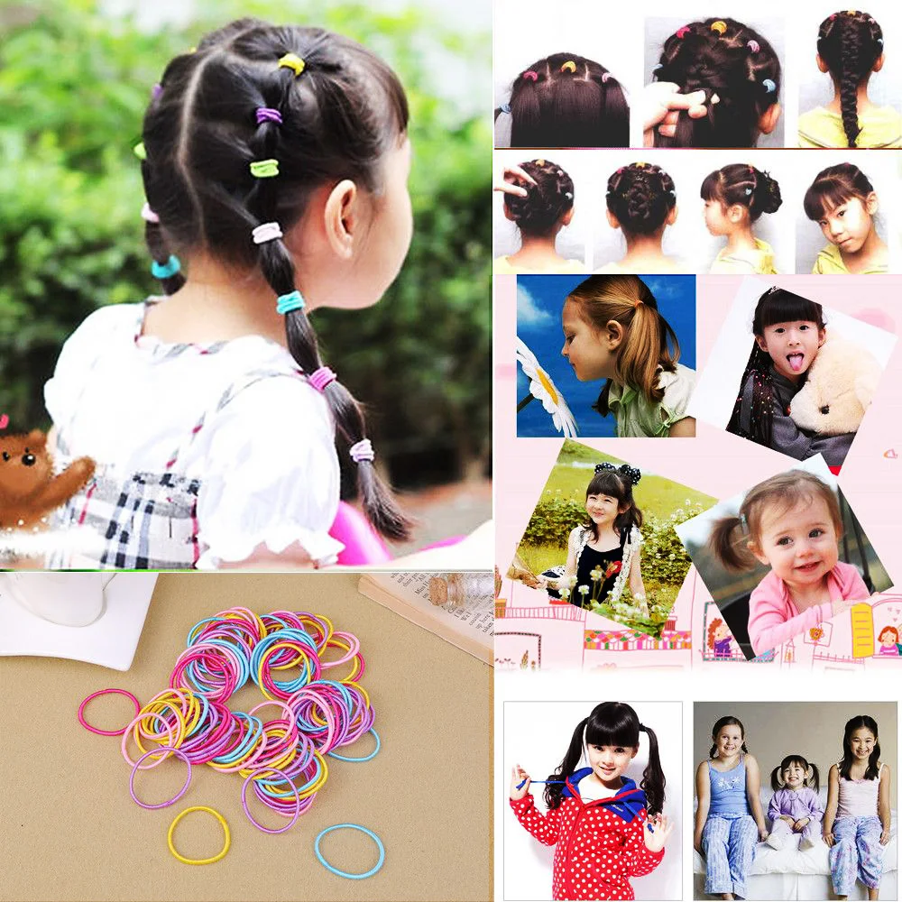 100pcs Little Girl Hair Accessories Cute Candy Colors Elastic Hair