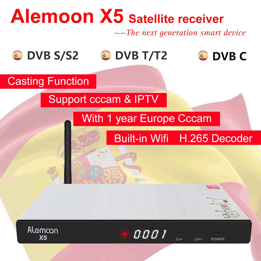 Gotit ALEMOON X5 Satellite font b Receiver b font DVB S S2 DVB T T2 DVB
