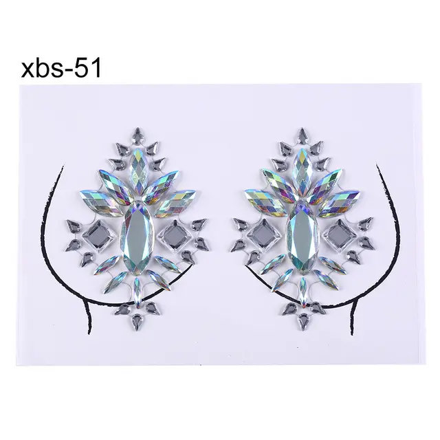 1 Sheet Color Crystal Bra Stickers 18.5cm*13cm Women Bra Breast Pasties