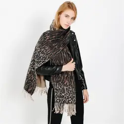 Новый европейский и американский Осень Зима Мода Большой многоцветный Леопард 3D имитация кашемира теплый кисточкой шарф