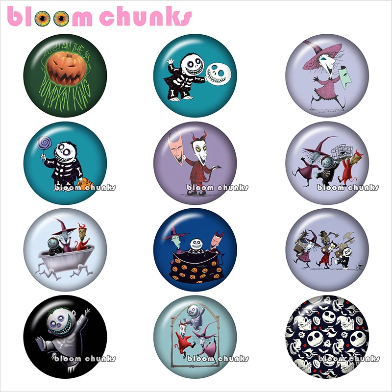 

Halloween zombie skull pumpkin Round photo glass cabochon demo flat back Making findings 12mm/18mm/20mm/25mm TL1189