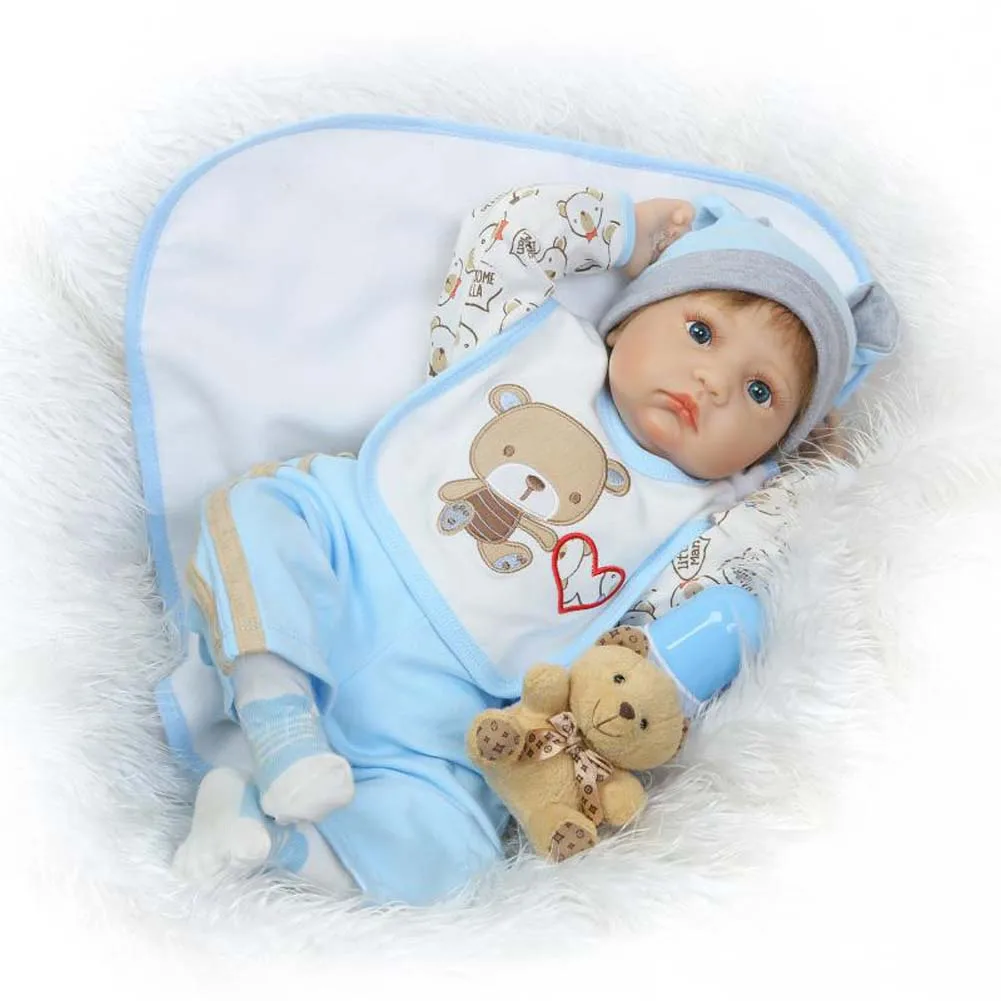 

NPK 55cm Lifelike Reborn Doll Toy Set Soft Silicone Baby Newborn Dolls for Kids Playmate Gift FJ88
