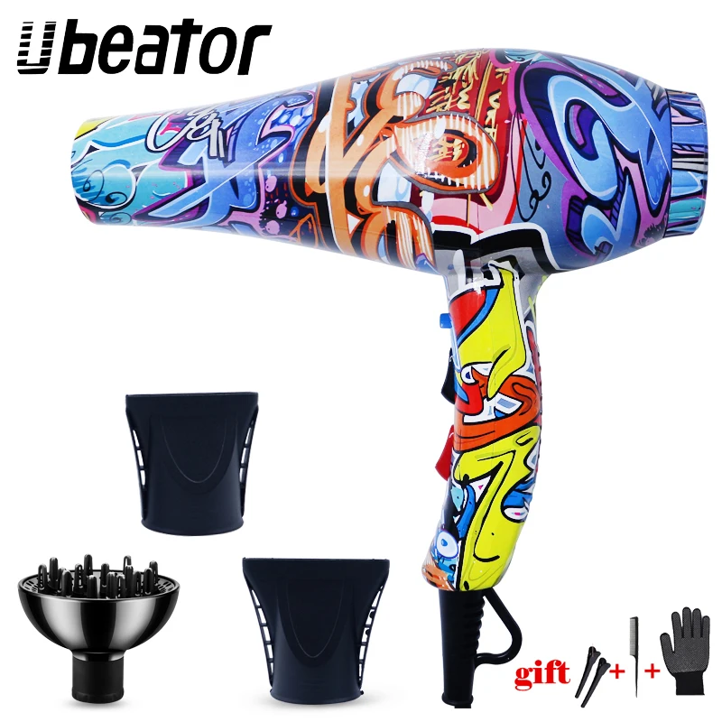 

Hair Dryer 220-240V Graffiti Chinese style Strong Power Hair Dryer for Hairdressing Barber Salon Tools Blow Dryer Low Hairdryer