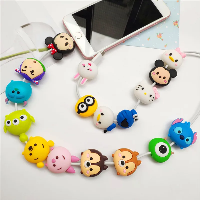 

Cute Cartoon doll Cable bite protector for iphone usb cable organizer winder chompers chager wire holder for iphone cable