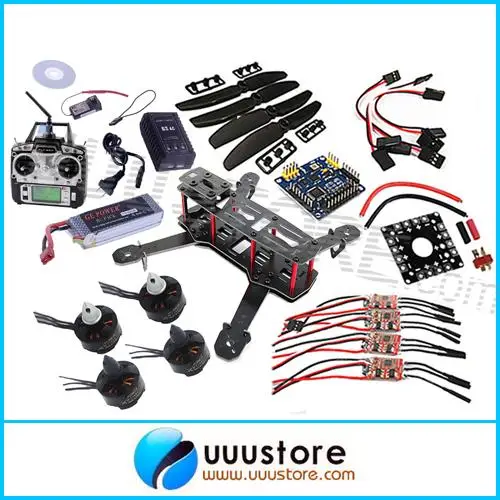 

Mini QAV250 FPV Quadcopter RTF 3K CF Frame 2280kv Motor 12A Esc Flight Control 4x 5030 Prop Raido Charger Battery For QAV250