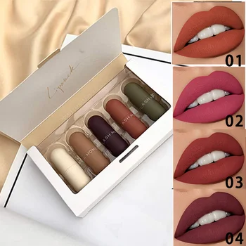 

Flash Moment 5Pcs/Set Mini matte lipstick Set Waterproof long lasting makeup Lipstick Kit batom matte tint lip stick Lipgloss