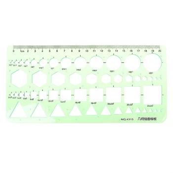 

1 Pc Geometric Plastic Circles Squares Hexagons Triangle Template Ruler Drawing Tool New