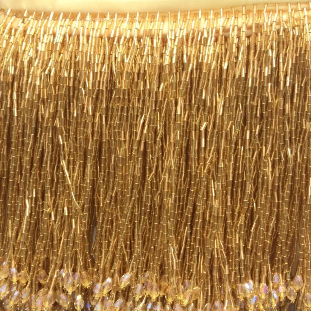 

Handmade 15cm wide beaded fringe with crytal beads at the end, 5.5yards/color, colors in photos are stock available