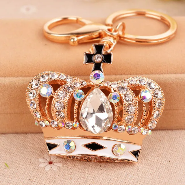 Crystal Rhinestone Queen Crown Keychain Keyrings Purse Bag Car