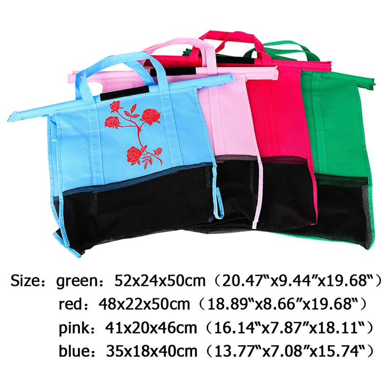 4pcs/Set Thicken Trolley Supermarket Shopping Bags Foldable Reusable Eco-Friendly Cart Handbags Flower Printed Store Carrier-bag - Цвет: Flower Printed