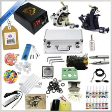 Beginner Complete Tattoo Machine Kit Ink Sets Digital LCD Power Supply Needles Mini Tattoo Kit