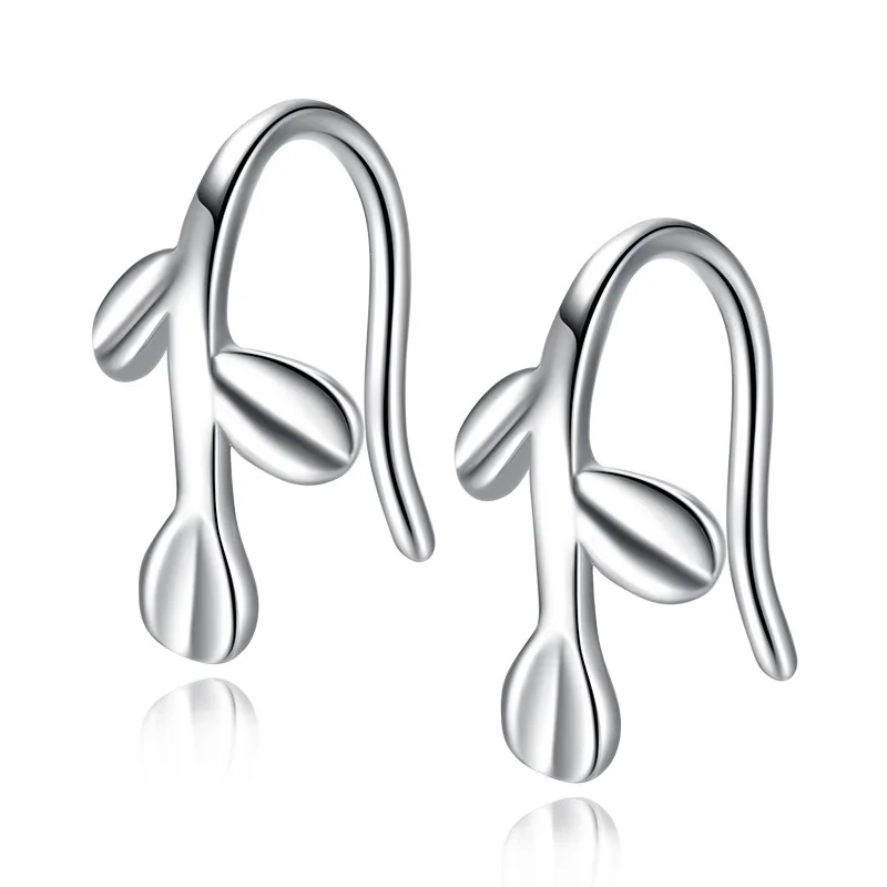 

100% 925 sterling silver fashion leaf ladies`clip earrings jewelry wholesale Anti allergy cheap birthday gift wholesale