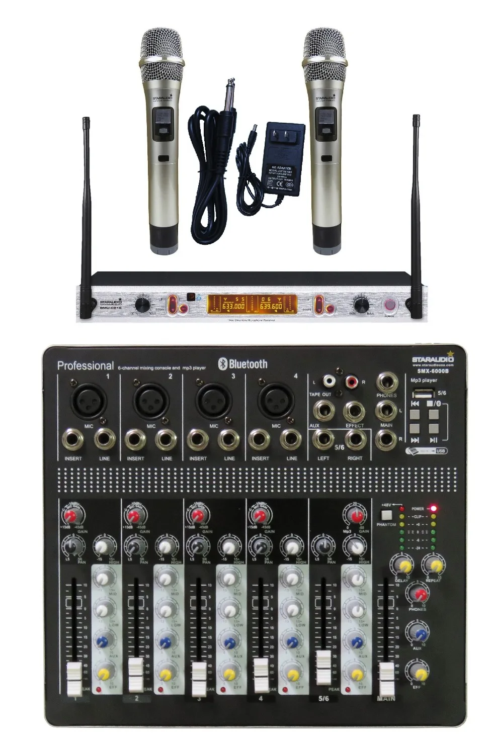 STARAUDIO Pro 6 Channel Stage Club USB Bluetooth Mixer Mixing Console W