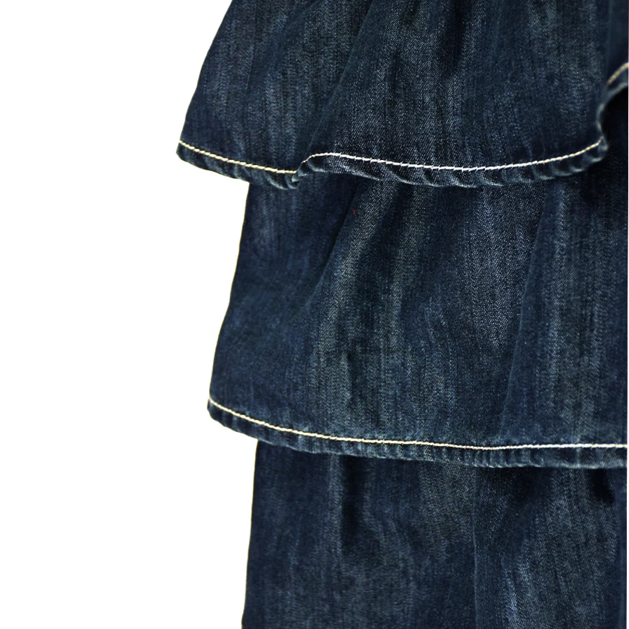 6 Baby Girls Princess Dresses Denim Sundress Jeans Layered Tutu Dresses Ruffled Sleeve Vintage Bebe Vestidos Menina Girl Clothing