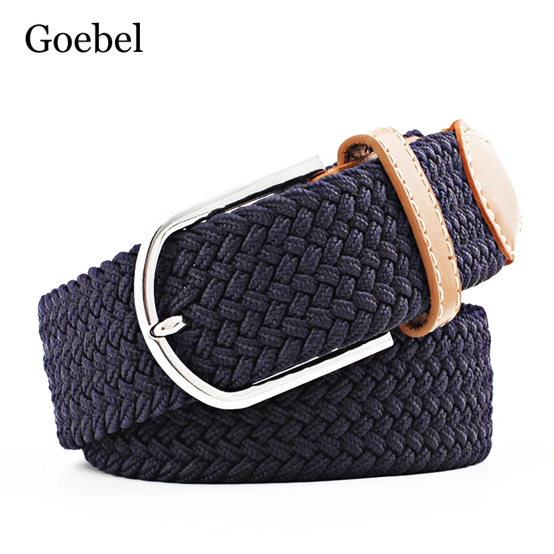 

Hot Colors Belt Men Casual Knitted Pin Buckle Belt Fashion Women Woven Canvas Elastic Stretch Belts Plain Girl 2019