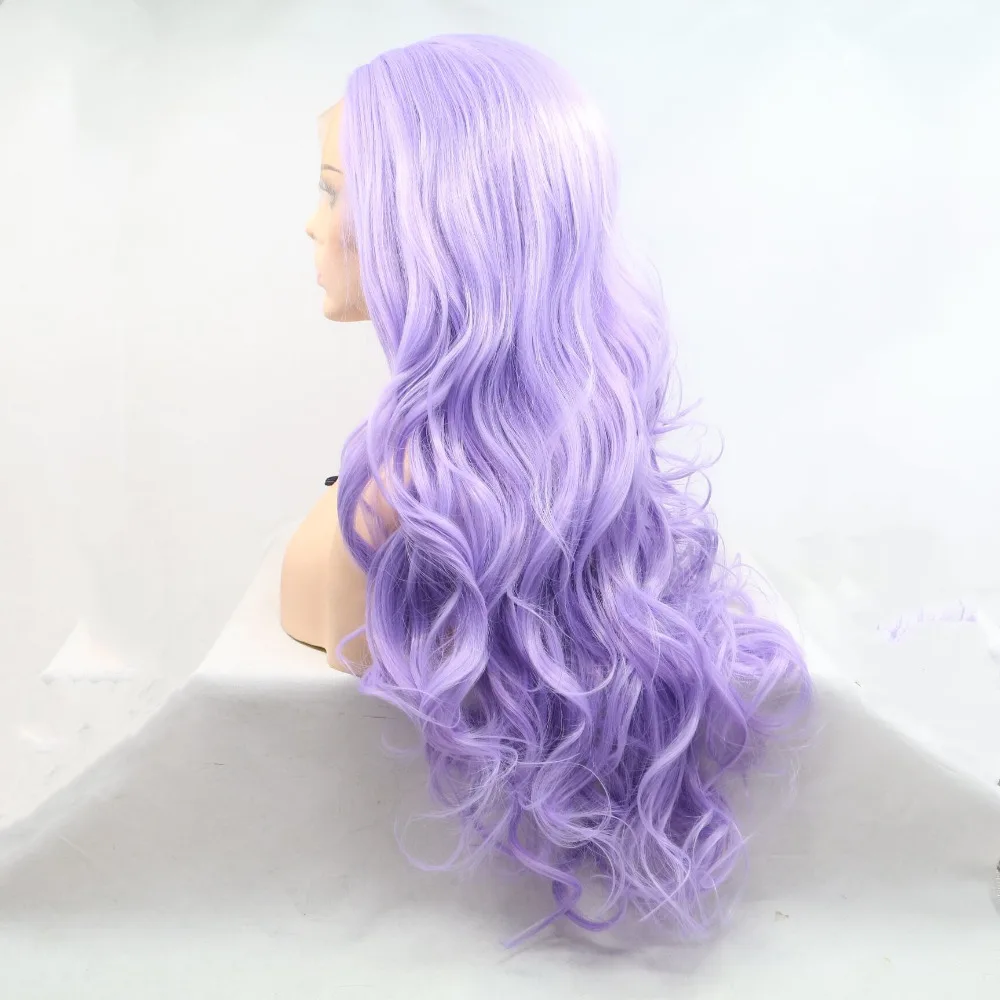 Marquesha длинные волнистые романтические термостойкие волокна искусственное освещение фиолетовый парик для женщин