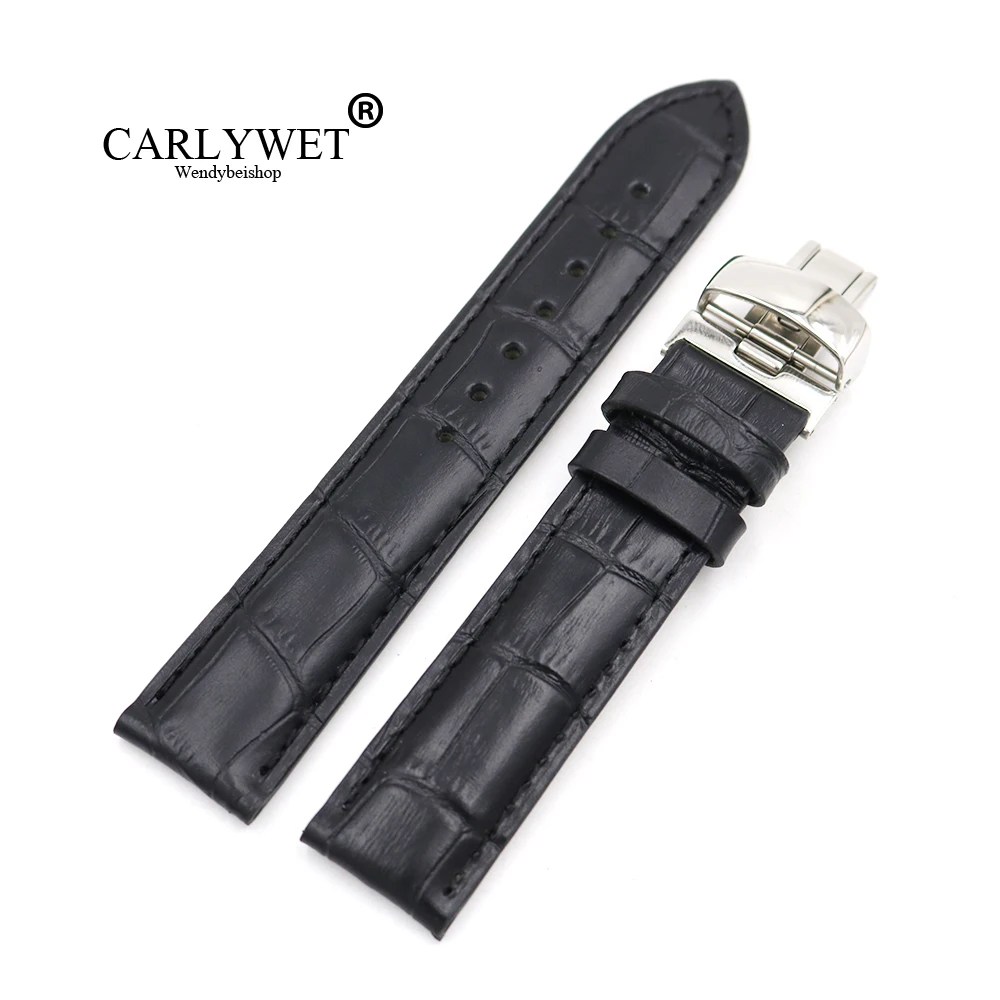 CARLYWET 19mm Wholesale Genuine Leather Replacement Wrist Watch Band
