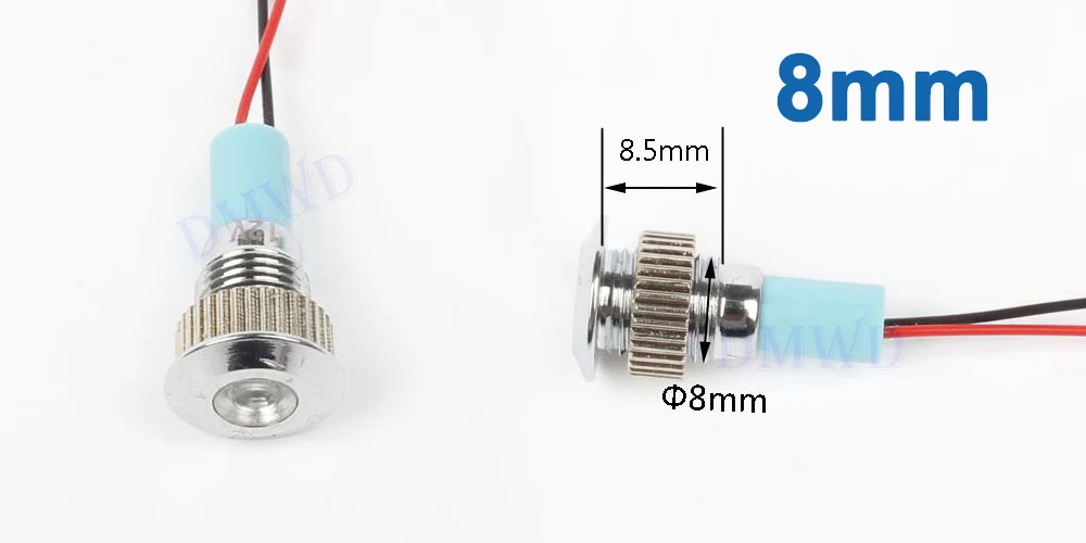 6 мм 8 мм 10 мм 12 мм 16 мм водонепроницаемый IP67 металлический Предупреждение льная светового Индикатора сигнальная лампа 3 в 5 в 12 В 24 в 110 В 220 В красный синий - Цвет: 8mm