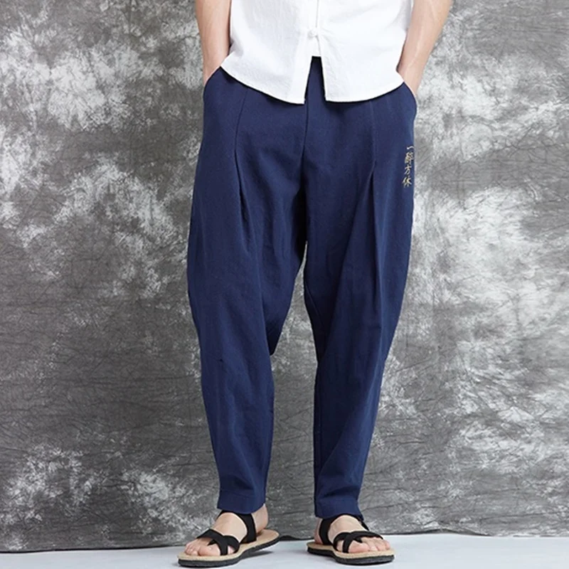 Traditional Chinese clothing for men male trousers linen pants men solid color traditional chinese male clothing TA129