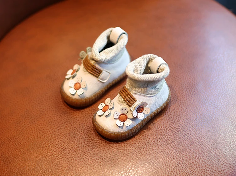 Цветы короткие сапоги детская обувь новая зима 2019 девочки малыш ребенок сапоги-снегоходы ботинки детские зимние сапоги
