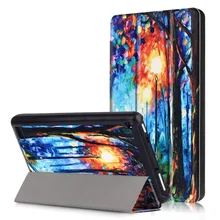 Para Amazon Kindle Fire HD 7 2017 7 “Tablet Ultra Delgado Magnético Cierre de Impresión Inteligente PU Cuero Piel Caso Cubierta de Protección de La Manga