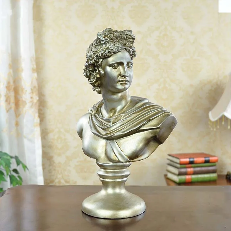 

Retro David Bust Figure Statue Michelangelo Buonarroti Gypsum Resin Craftwork Continental Home Decorations Collectible L2130