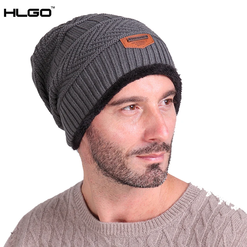 Fashion Grid Knitted Hat Solid Color Baggy Stretch Casual Beanies for