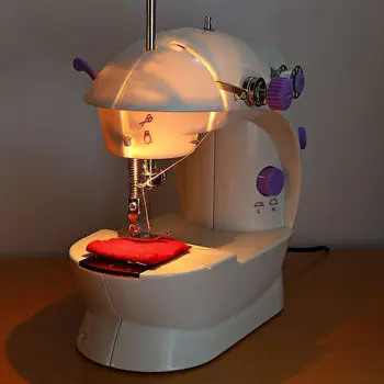 

Mini Electric Handheld Sewing Machine Dual Speed Adjustment with Light Foot AC100-240V Double Threads Pedal Sewing Machine Hot