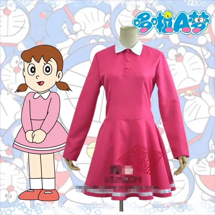 Doraemon Shizuka Uniforms Cosplay Costume Free Shippingin Dresses from