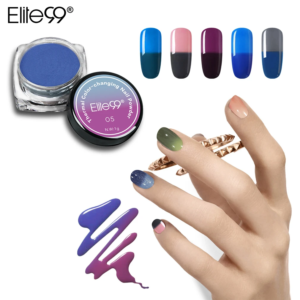 

Elite99 Thermochromic Pigment Thermal Color Change Temperature Powder Dust Nail Art Gradient Powders Mixed With UV Gel Polish