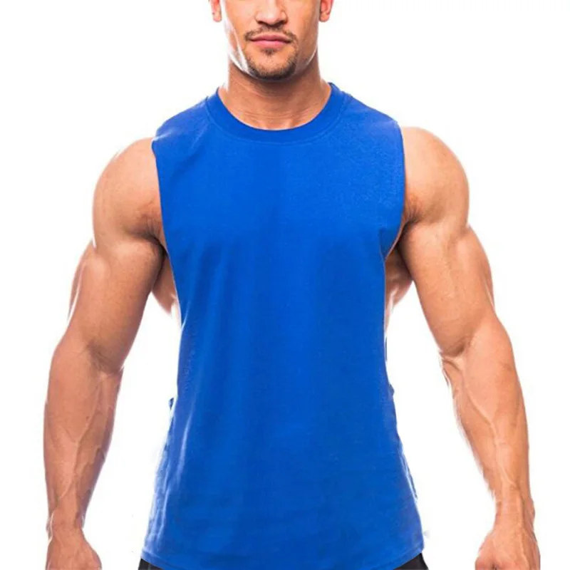 Muscleguys мускулирующий жилет для бодибилдинга и фитнеса Мужская Нижняя Майка Твердые майки пустая Мужская Нижняя майка - Цвет: blue blank