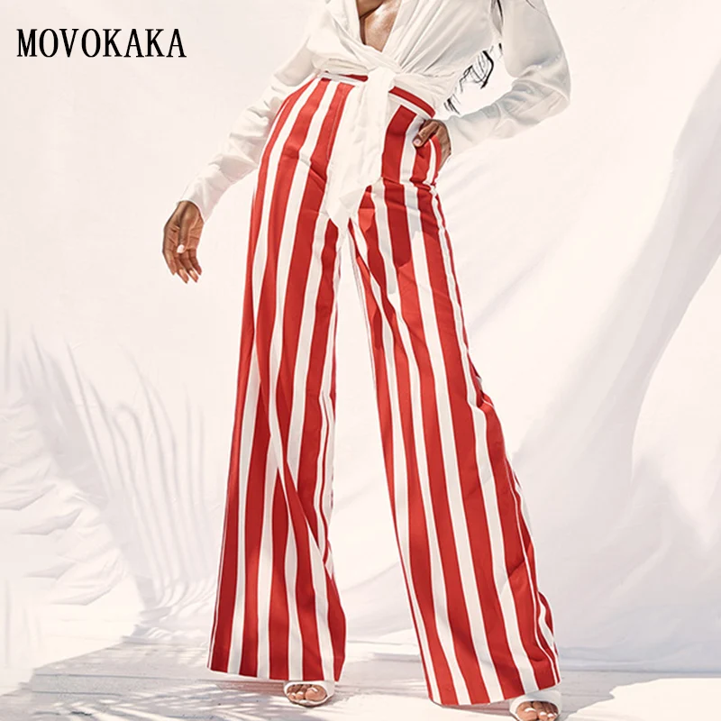 

Hot New Summer Pants Womens Fashion Striped Pants Wide Leg Pants Female Woman Sexy Trousers Sweatpants Women Long Trousers Women