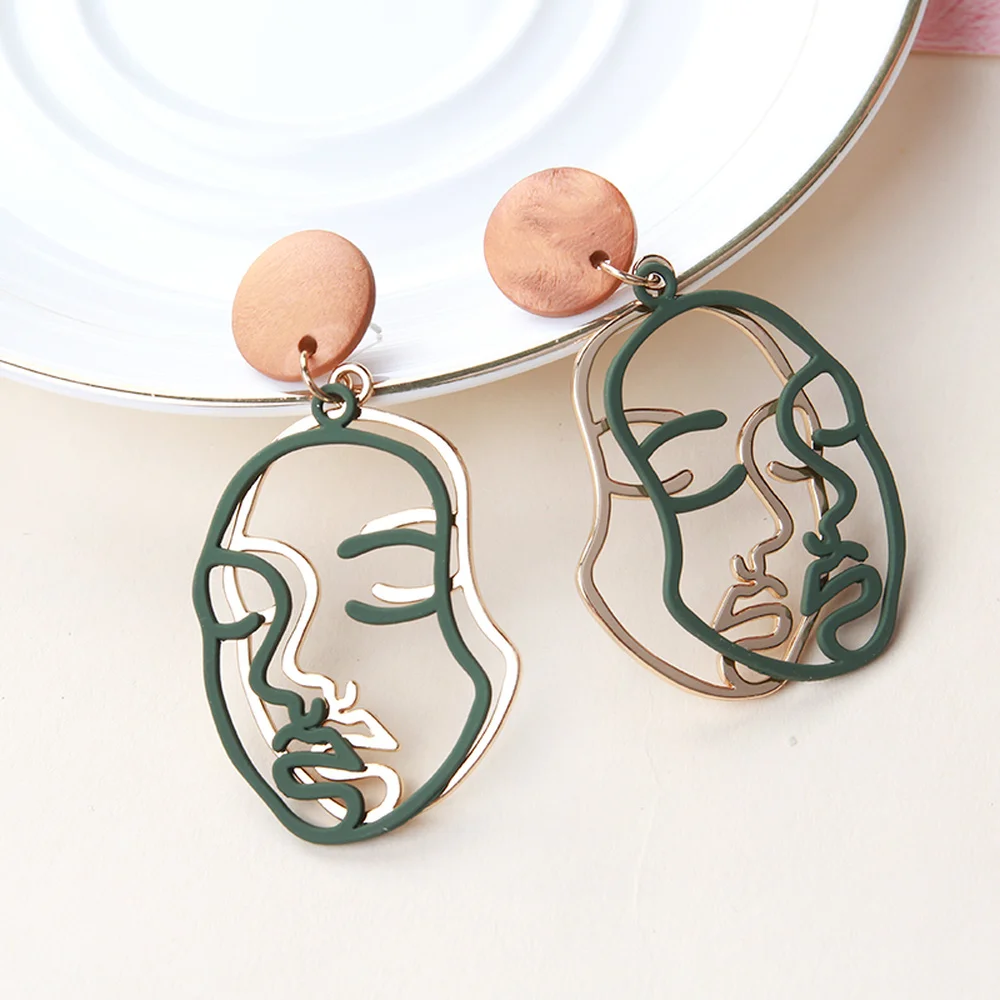 

Simple Punk Style Abstract Art Earrings Face Shape Sculpture Drop Earrings Hipster Personalized Long Earring Fashion Jewelry