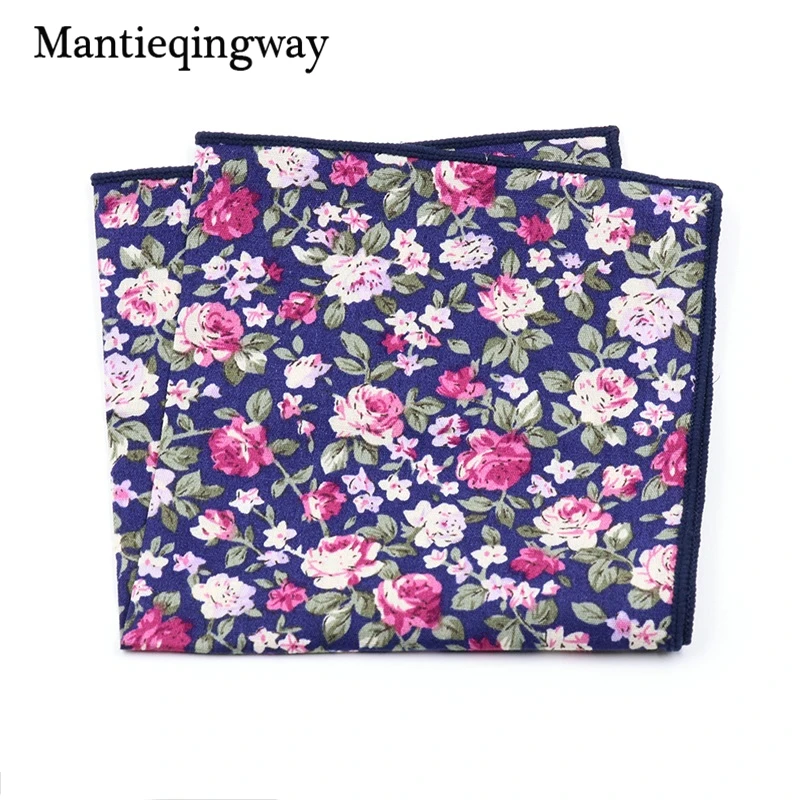 

Mantieqingway Mens Floral Printed Cotton Handkerchiefs Pocket Square For Gentlemen Wedding Party Suit Chest Towel Pocket Hanky