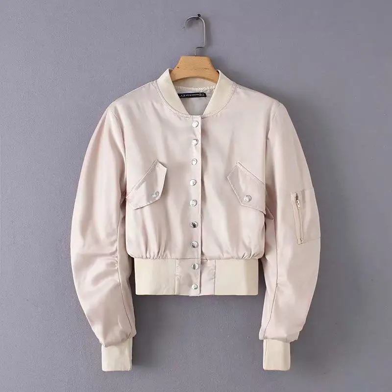 

2019 New Hot Women Spring Autumn Flight Bomber Jackets Lady Short Basic Cool Baseball Zipper Coats Mortocycle Biker Outerwear